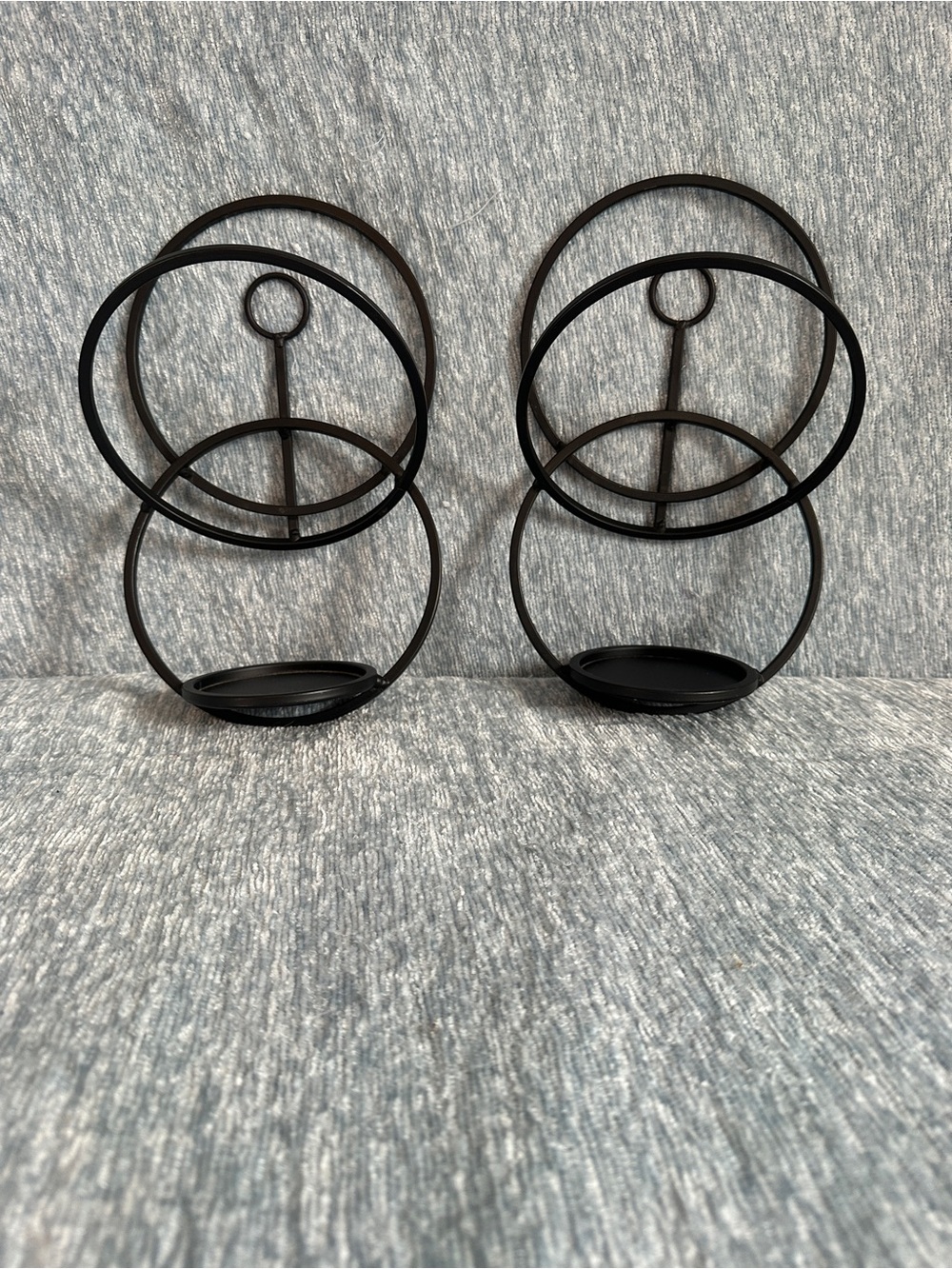 Black Metal Circular Candle Holder - Set of 2
